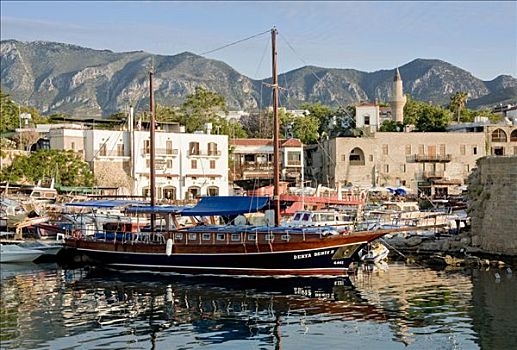 帆船,凯里尼亚,北方,塞浦路斯,欧洲