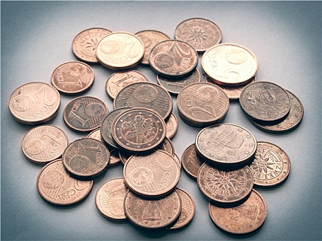 复古,看,欧元硬币