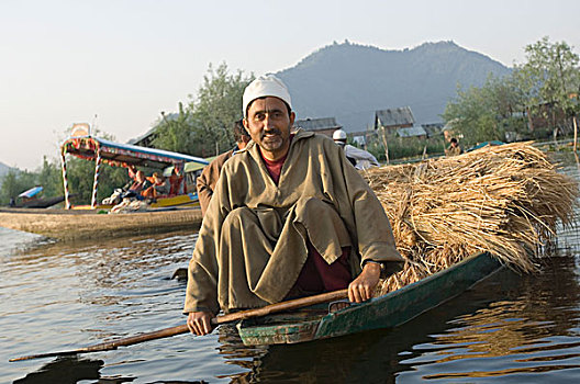 男人,销售,船,斯利那加,查谟-克什米尔邦,印度