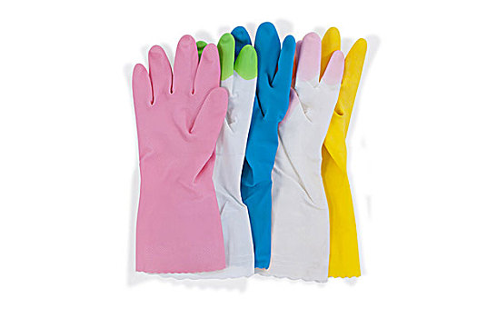 彩色,橡胶手套,白色背景,背景,多样