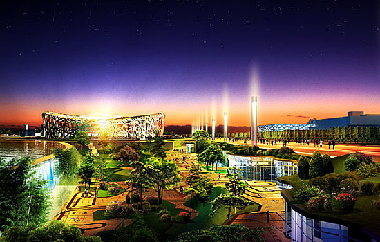 奥运中心区效果图奥林匹克公园生态廊道鸟瞰图奥林匹克公园