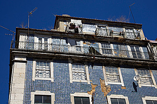 砖瓦,建筑,老城,里斯本,葡萄牙,欧洲