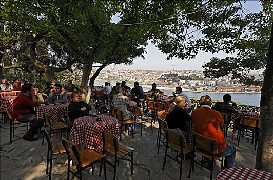 咖啡,平台,风景,金角湾,伊斯坦布尔,土耳其