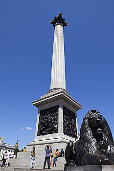 英格兰,伦敦,特拉法尔加广场,纳尔逊纪念柱