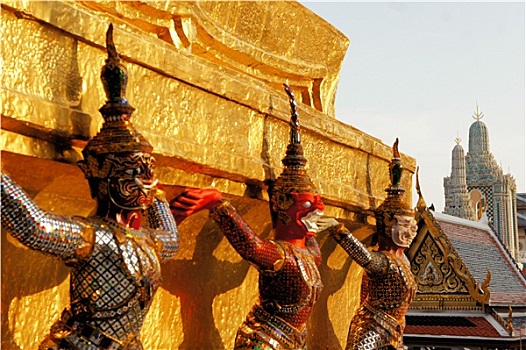战士,雕塑,玉佛寺,曼谷,泰国
