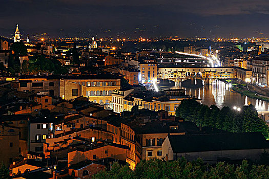 佛罗伦萨,天际线,米开朗基罗,夜晚