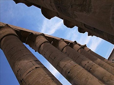 仰视,柱子,庙宇,卡尔纳克神庙,路克索神庙,埃及