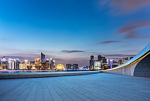 夜景,杭州,新,城市,空,地面