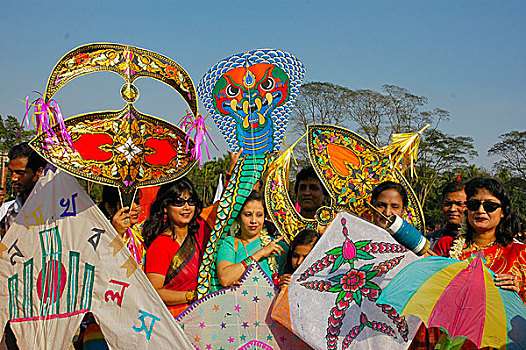 风筝,节日,条理,达卡,大学,操场,孟加拉,二月,2007年