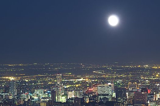 夜景,山