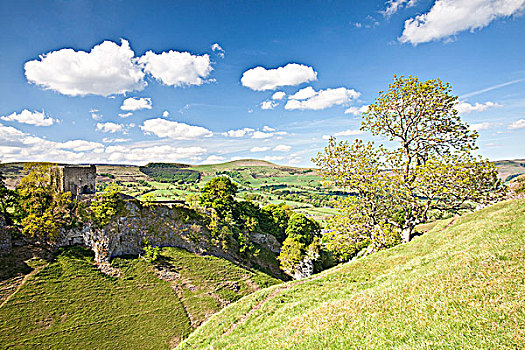 英格兰,德贝郡,城堡,建造,高,悬崖顶,上方,峰区国家公园