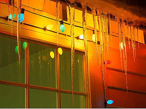 冰柱,圣诞灯光,金伯利,不列颠哥伦比亚省,加拿大