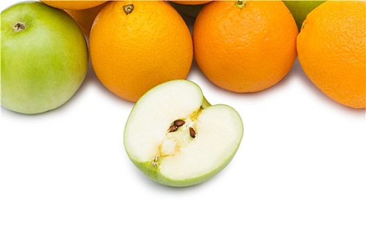苹果,橘子,隔绝,白色背景