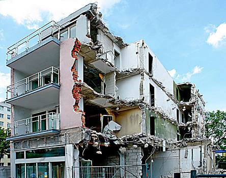 毁坏,多层建筑,慕尼黑,上巴伐利亚,巴伐利亚,德国,欧洲