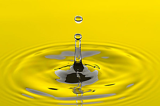 水滴,抽象,黄色,反射,水,水池