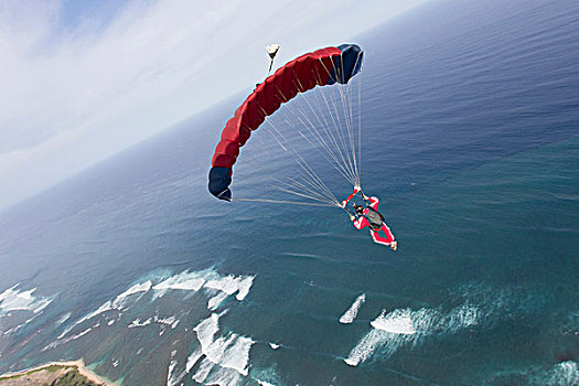 跳伞运动员,红色,跳伞,高处,檀香山,夏威夷