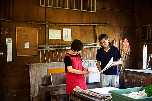 日本人,男人,女人,手艺,制作,纸,传统,工作间