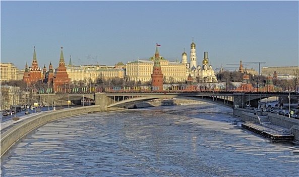 莫斯科,风景,克里姆林宫,冬天