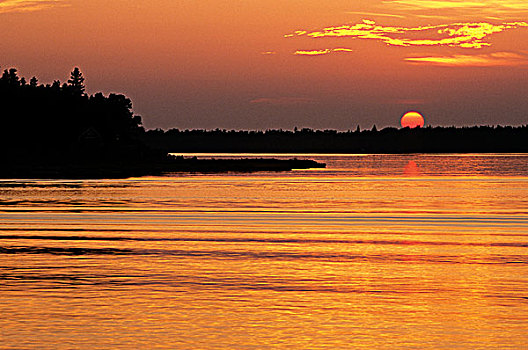 太阳,上方,休伦湖,安大略省,加拿大