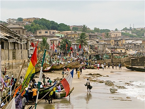 船,海滩,岬角,海岸,加纳