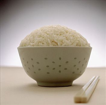 满,碗,米饭,筷子,前景