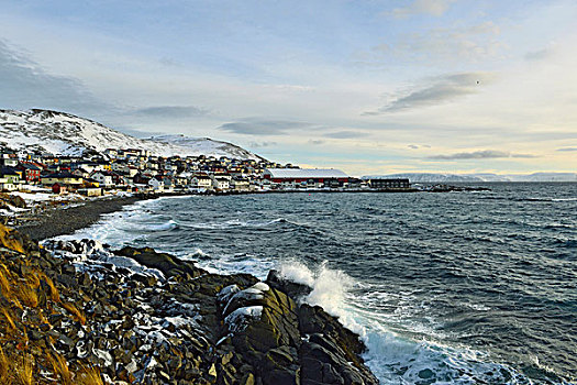 岩石,湾,建筑,霍宁斯沃格,住宅区,背影,岛屿,挪威,欧洲