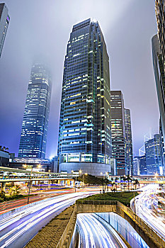 中心,金融区,夜晚,香港,中国