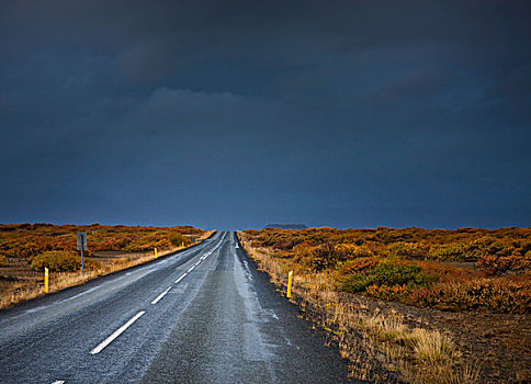 乌云,上方,道路,冰岛