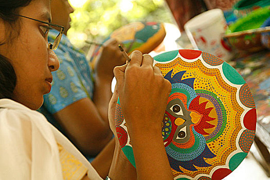学生,艺术,达卡,大学,绘画,陶器,新年,孟加拉,四月,2008年