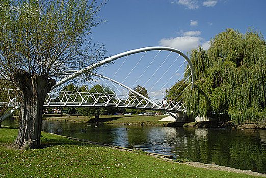 英格兰,贝德福德郡,贝德福德,风景,蝴蝶,桥,上方,河