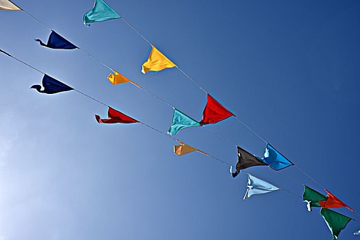 彩色,旗帜,蓝天,节日,坎德拉里亚,特内里费岛,加纳利群岛,西班牙,欧洲