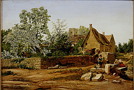 风景,靠近,牛津,早,19世纪,艺术家