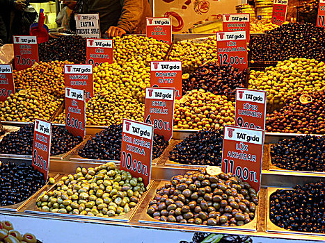 橄榄,货摊,大巴扎集市,伊斯坦布尔