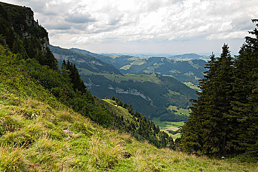 高山,远眺,阿彭策尔,罗得斯,瑞士,欧洲