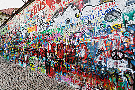 捷克共和国,彩色,涂鸦,喷绘,涂绘,墙壁,布拉格