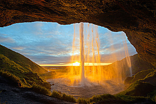冰岛,南方,区域,日落