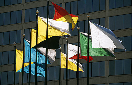 美国,马里兰,巴尔的摩,旗帜,正面,写字楼