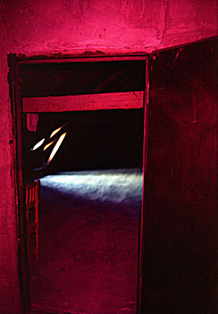 打开,门,红色,阁楼,一个,亮光