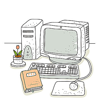 插画,电脑,桌面