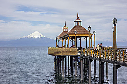 桥,注视,湖,火山,背影,拉各斯,区域,智利,南美