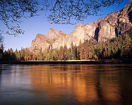 美国,加利福尼亚,优胜美地国家公园,瀑布,教堂岩,大幅,尺寸