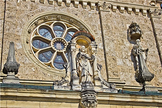 教堂,建筑细节,窗户,圣徒,雕塑