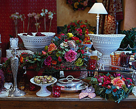 优雅,插花,玫瑰,桌饰