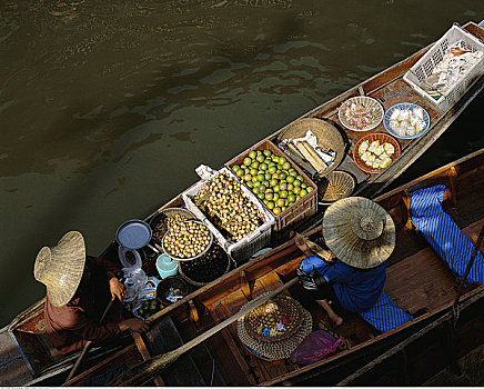 俯视,水上市场,泰国