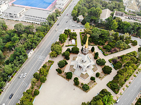 航拍辽宁大连旅顺胜利塔