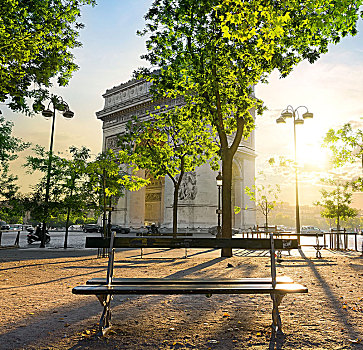 拱形,巴黎,日落