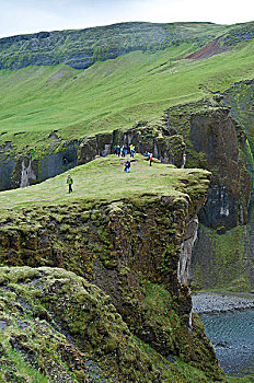 峡谷,靠近,南,海岸,凝灰岩,火山岩,苔藓,冰岛,欧洲
