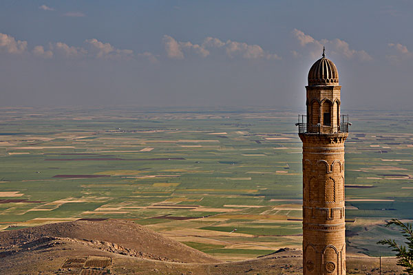 清真寺尖塔,城镇,山,高处,山谷,地面,叙利亚