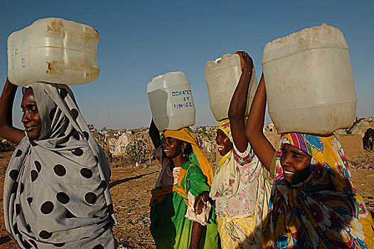 女人,联合国儿童基金会,露营,人,近郊,林羚,南方,达尔富尔,苏丹,十一月,2004年