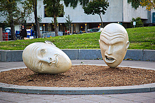 两个,头部,雕塑,旧金山,加利福尼亚,美国,北美